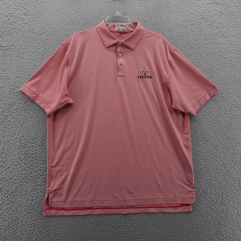 Peter Millar Summer Comfort Davidson Wildcats XL Red White Golf Polo Steph Curry